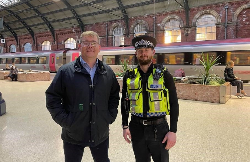 Peter Gibson MP and PC Tom Clough from British Transport Police